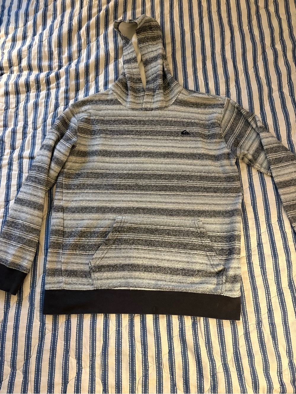 Quiksilver Gray Striped Zip-Up Hooded Sweater